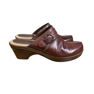 Bass Brown Leona Leather Mules Size 9